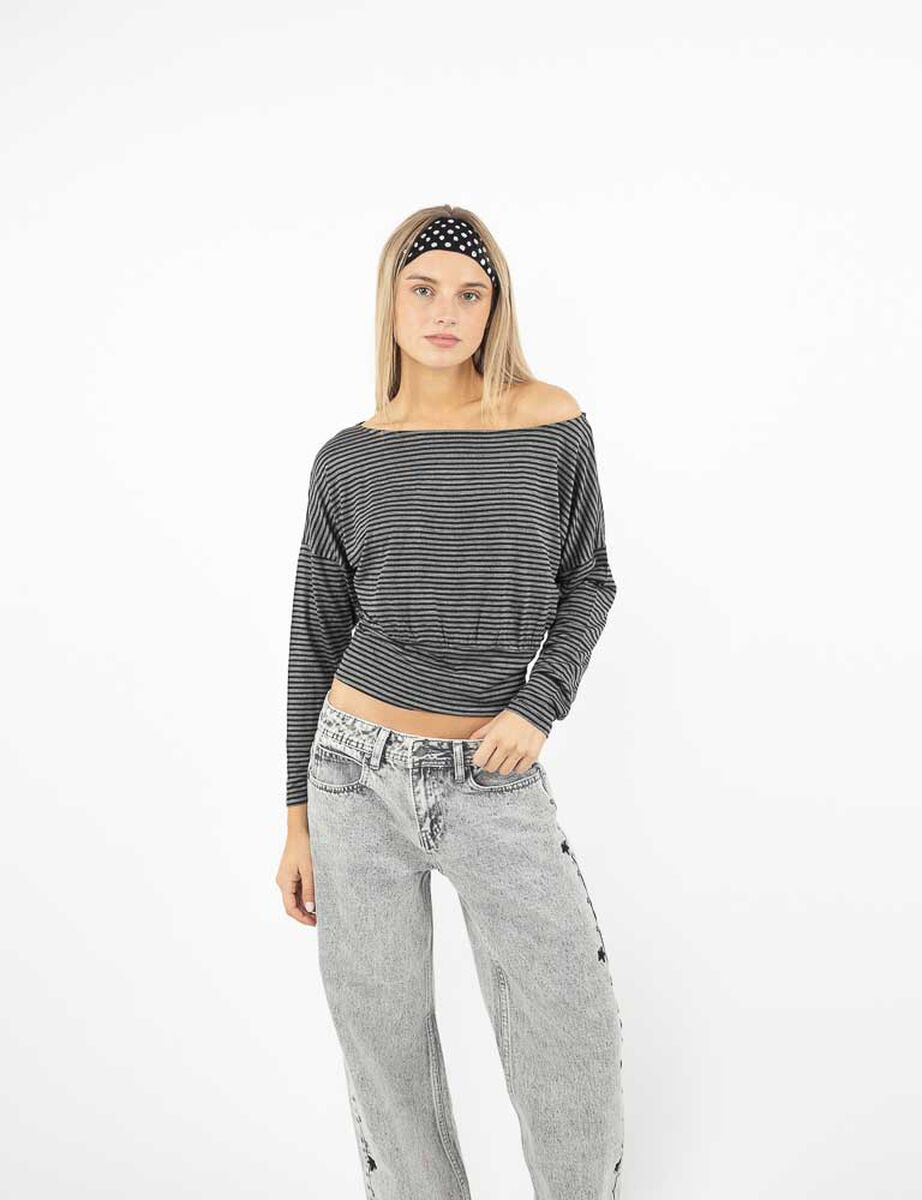 Polera  Off Shoulder Y2K Manga Larga Mujer Icono