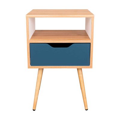 Imagen 2 del producto Velador Tuhome Otom 1 Cajón Fresno Europeo y Kronos Azul