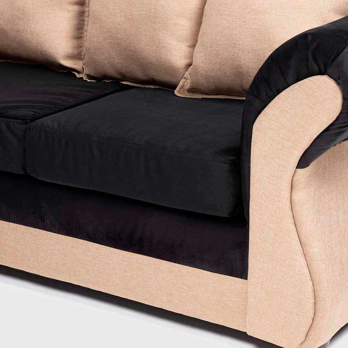 Sof&aacute; Seccional Almore New Irlanda 5 Cuerpos Beige Negro