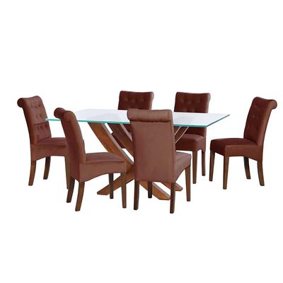Juego de Comedor Latam Home Alicante 6 Sillas Chocolate