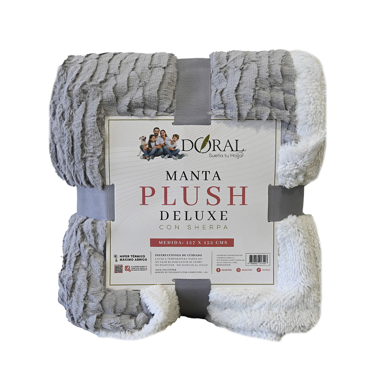 Manta de Poliéster Doral 1 Plaza Deluxe Gris