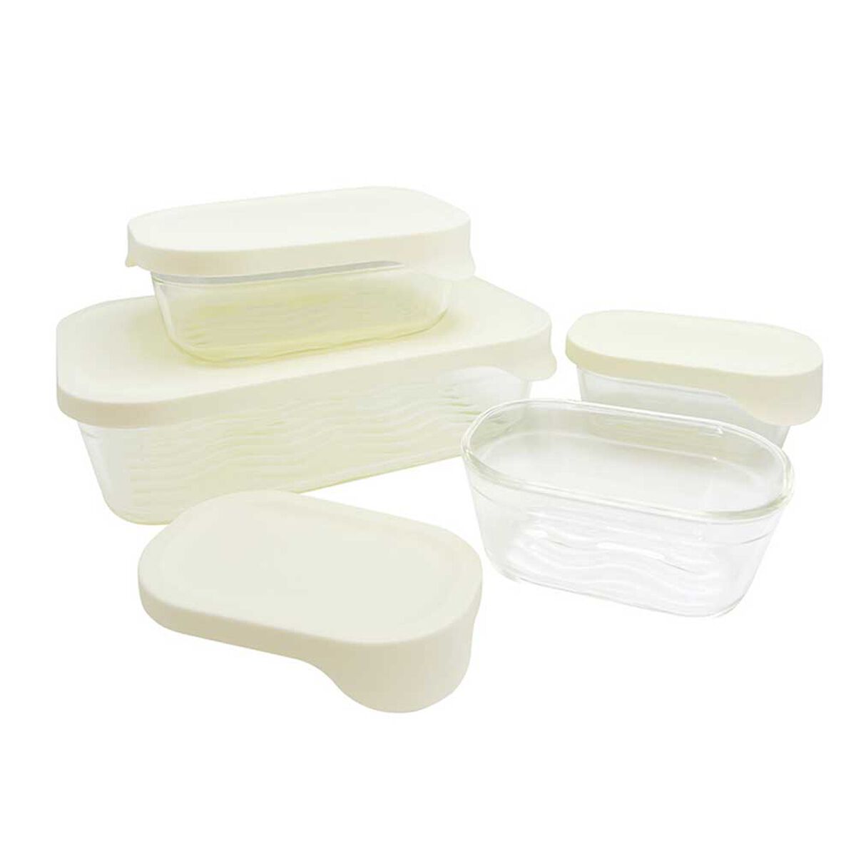 Set 4 Contenedores de Vidrio con Tapa Rectangular Doral Glass Tray