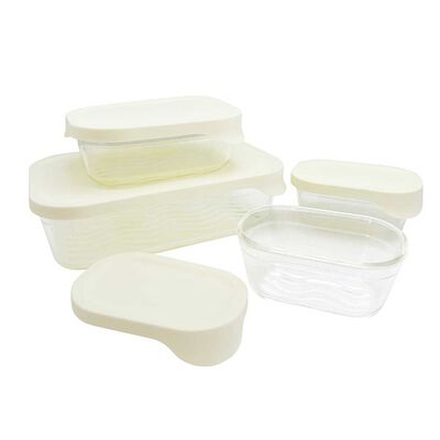 Imagen 1 del producto Set 4 Contenedores de Vidrio con Tapa Rectangular Doral Glass Tray