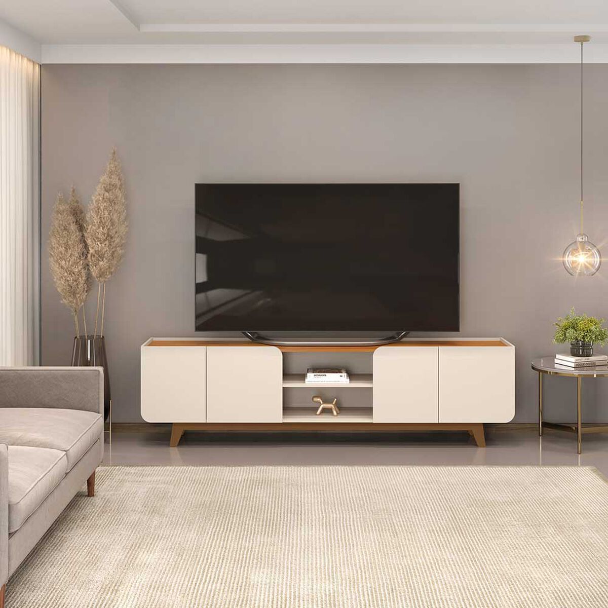 Rack TV Vekkahome Nadine Hasta 75" Beige Café