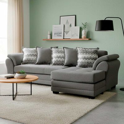 Sofá Seccional Derecho Living Factory Mustang 4 Cuerpos Gris