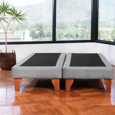 Base Europea Dividida Latam Home 2 Plazas Zen Tela Velvet Gris