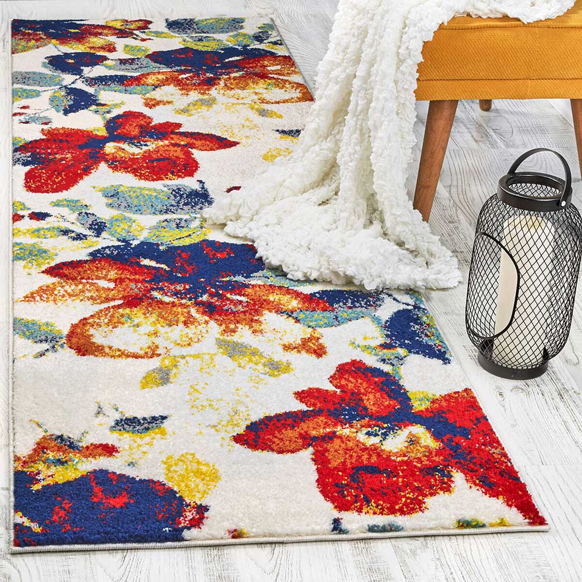 Alfombra de Pasillo Modalfo Florida Blanco 70 x 230 cm
