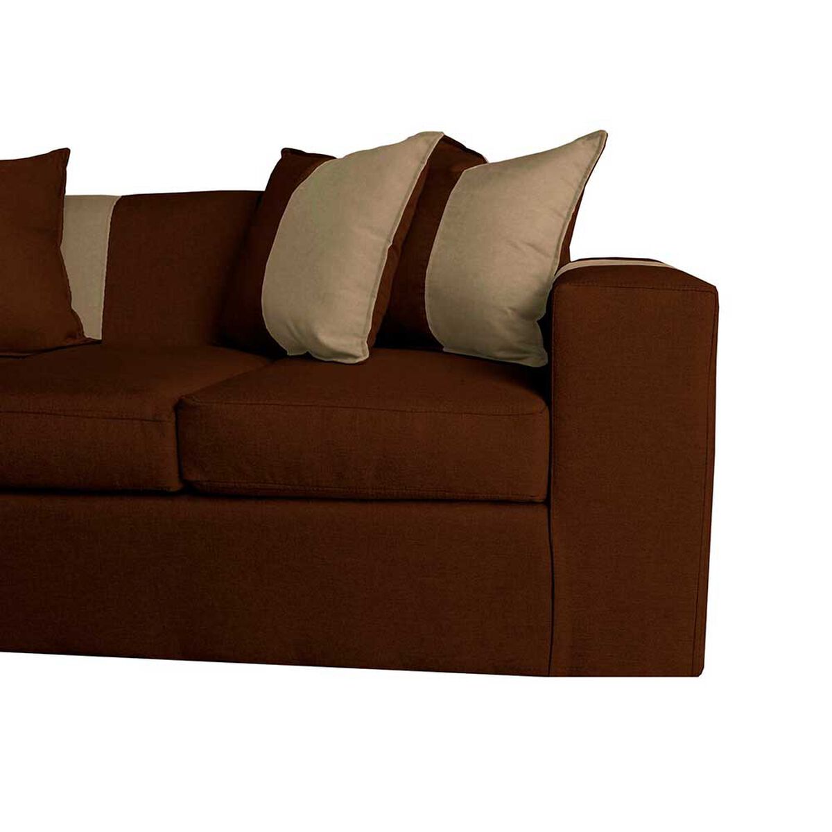 Sof&aacute; Muebles MYM Benjamin 3 Cuerpos + Dos Pouf 1 Cuerpo Caf&eacute; Beige