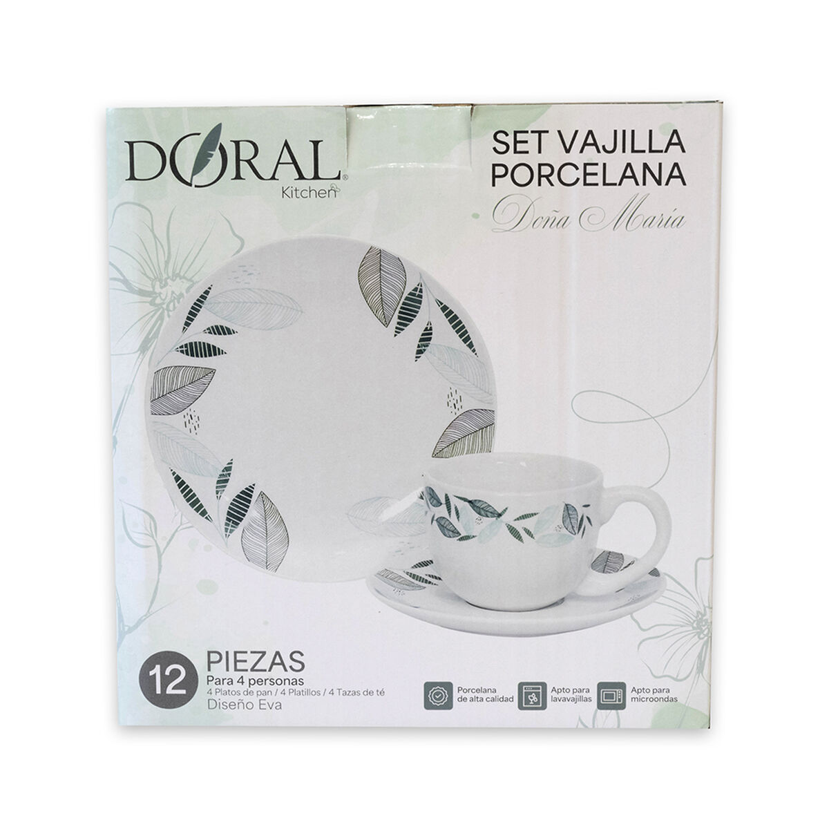 Set Vajilla Doral Eva 12 Piezas Multicolor