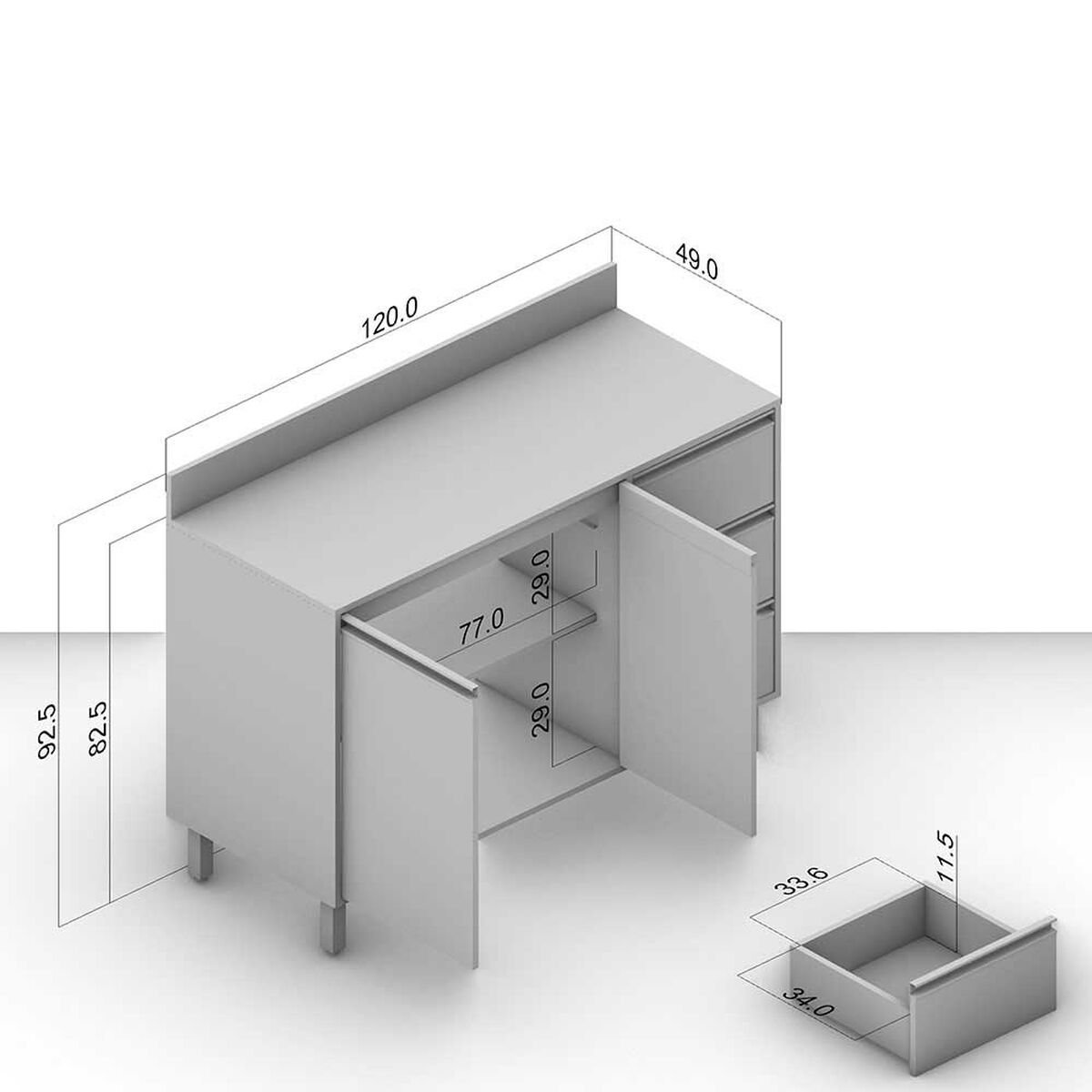 Mueble Base de Cocina Premier Vekkahome 2 Puertas 3 Cajones Beige