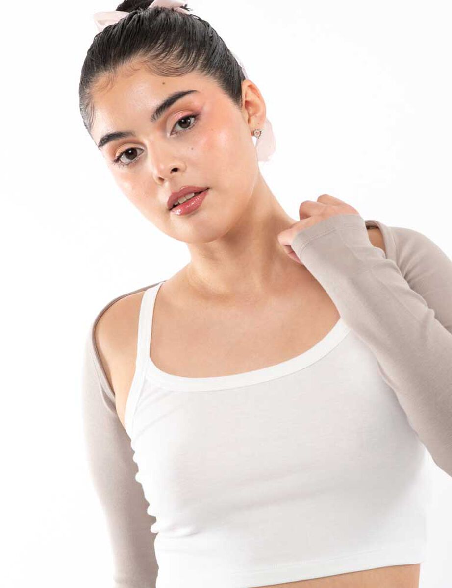 Top Con Polera Manguito Mujer Icono