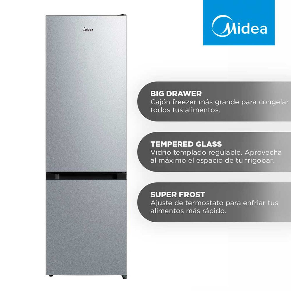 Refrigerador Fr&iacute;o Directo Midea MDRB369FGE50 262 lts.