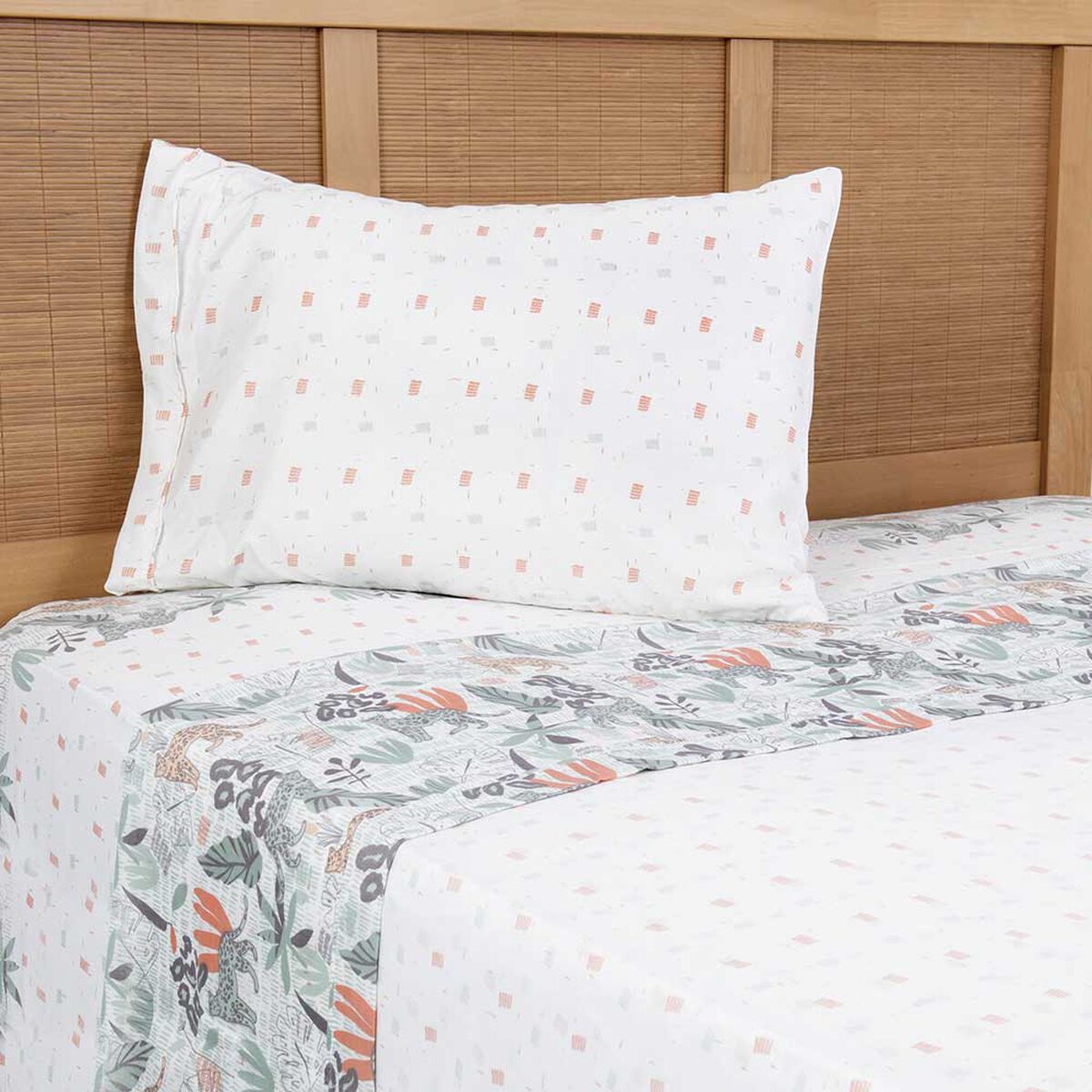 Juego de Sábanas Estampado Plumetti 1,5 Plazas Acacia