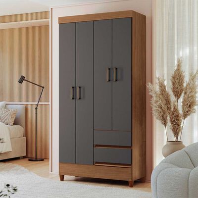 Clóset Casanova Fit 4 Puertas 2 Cajones Café y Gris