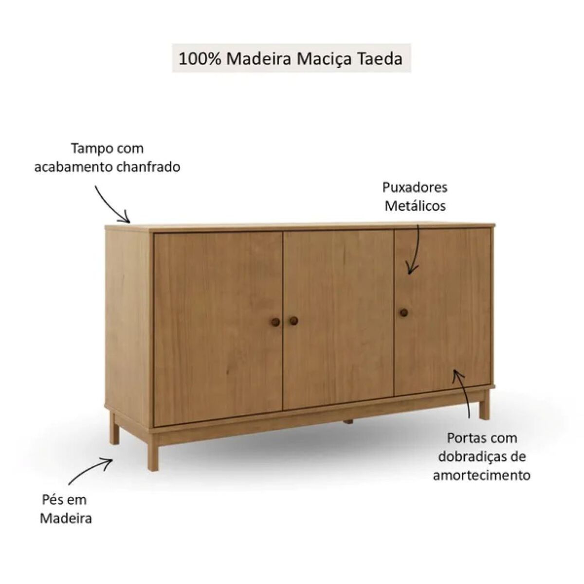 Buffet Roca Essencia 3 Puertas 3 Cajones Maple