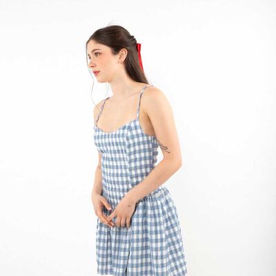 Vestido Tartán Corto Sin Mangas Mujer Icono