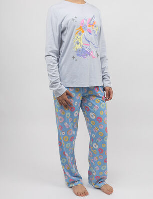 Imagen 2 del producto Polera de Pijama Mujer Icono Celeste, Gris, Rosado