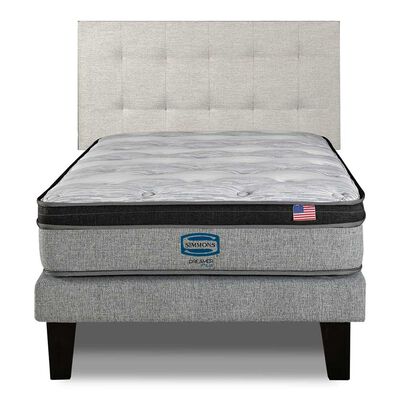 Cama Europea Simmons 1,5 Plazas Dreamer Plazasus Box + Respaldo Urban Arena