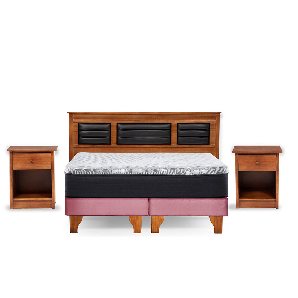 Cama Europea Latam Home 2 Plazas New Top Palo Rosa + Maderas Altair