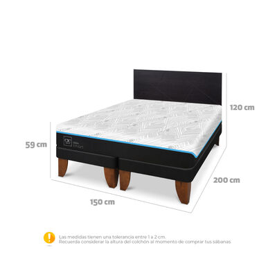 Imagen 2 del producto Cama Europea CIC Green Infinity 2 Plazas + 1 Respaldo Villarrica Negro