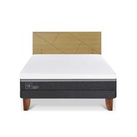 Cama Europea CIC 2 Plazas Ortopedic Advance + Respaldo Villarrica Mostaza