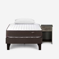 Cama Europea Rosen 1,5 Plazas Ergo T + Velador Tabor Grafito + Almohada Light Americana