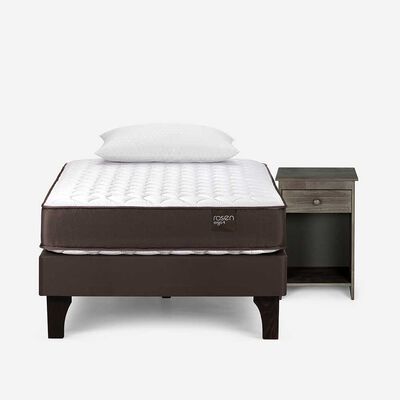 Imagen 1 del producto Cama Europea Rosen 1,5 Plazas Ergo T + Velador Tabor Grafito + Almohada Light Americana