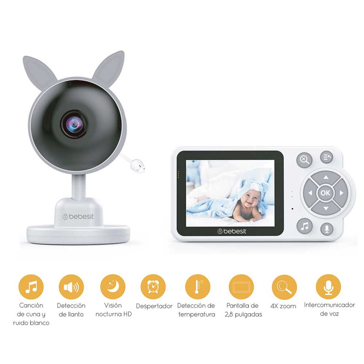 Monitor Camara SmartGuard 2.0 4x Zoom con Ruido Blanco Bebesit