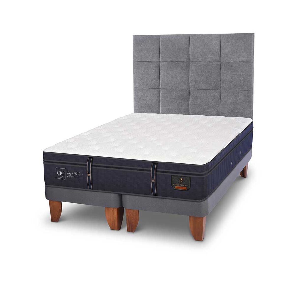 Cama Europea CIC Base Dividida King Grand Premium + Respaldo Tamesis