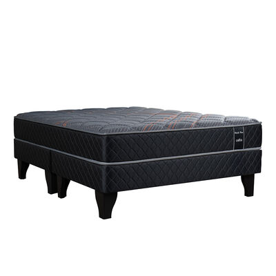Cama Europea Celta 2 Plazas Black Plus Base Dividida