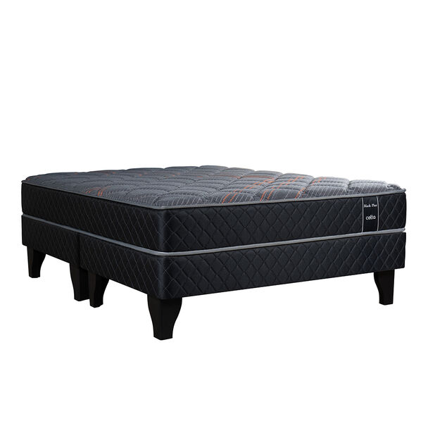 Cama Europea Celta 2 Plazas Black Plus Base Dividida