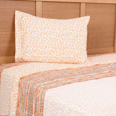 Juego de Sábanas Estampado Plumetti 1,5 Plazas Tamarindo