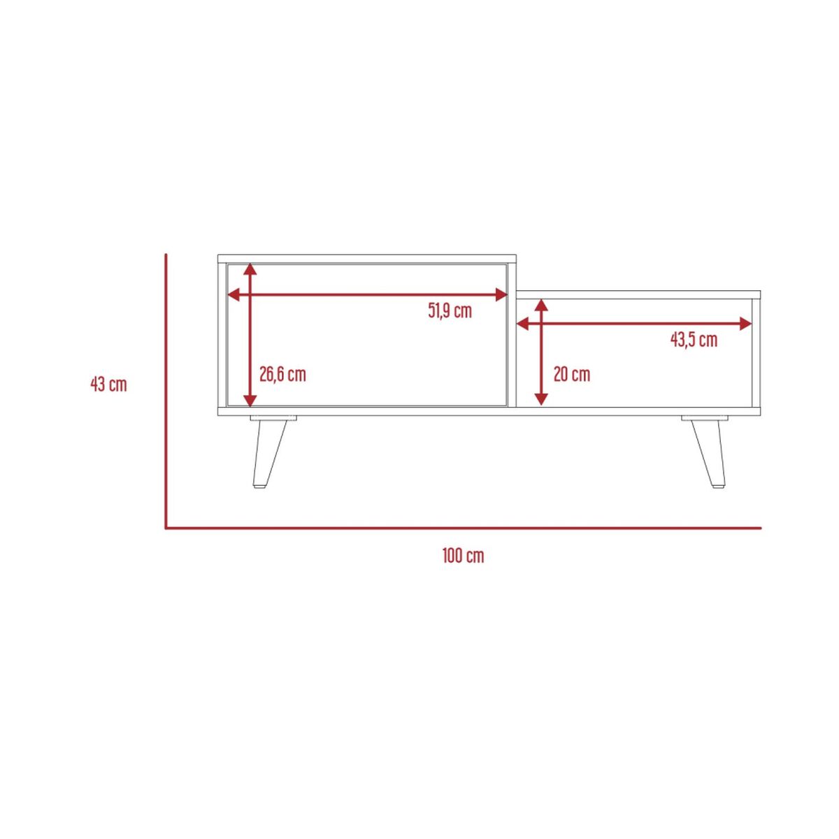Mesa de Centro TuHome Bora Rovere/Blanco Marquez
