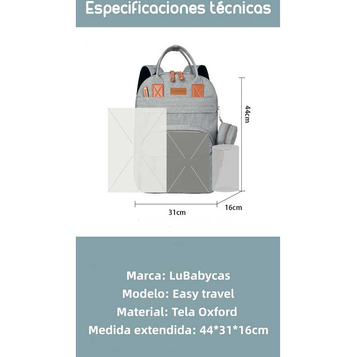 Mochila Maternal con Monedero y Colgador Lubabycas Azul