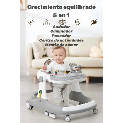 Imagen 2 del producto Andador Caminador 5 En 1 con Apoya Pies Lubabycas Gris
