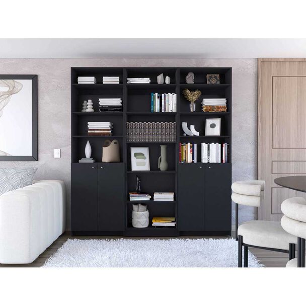 2 Estantes 2 Puertas + Estante 5 Repisas + 3 Complementos TuHome Home Wengue