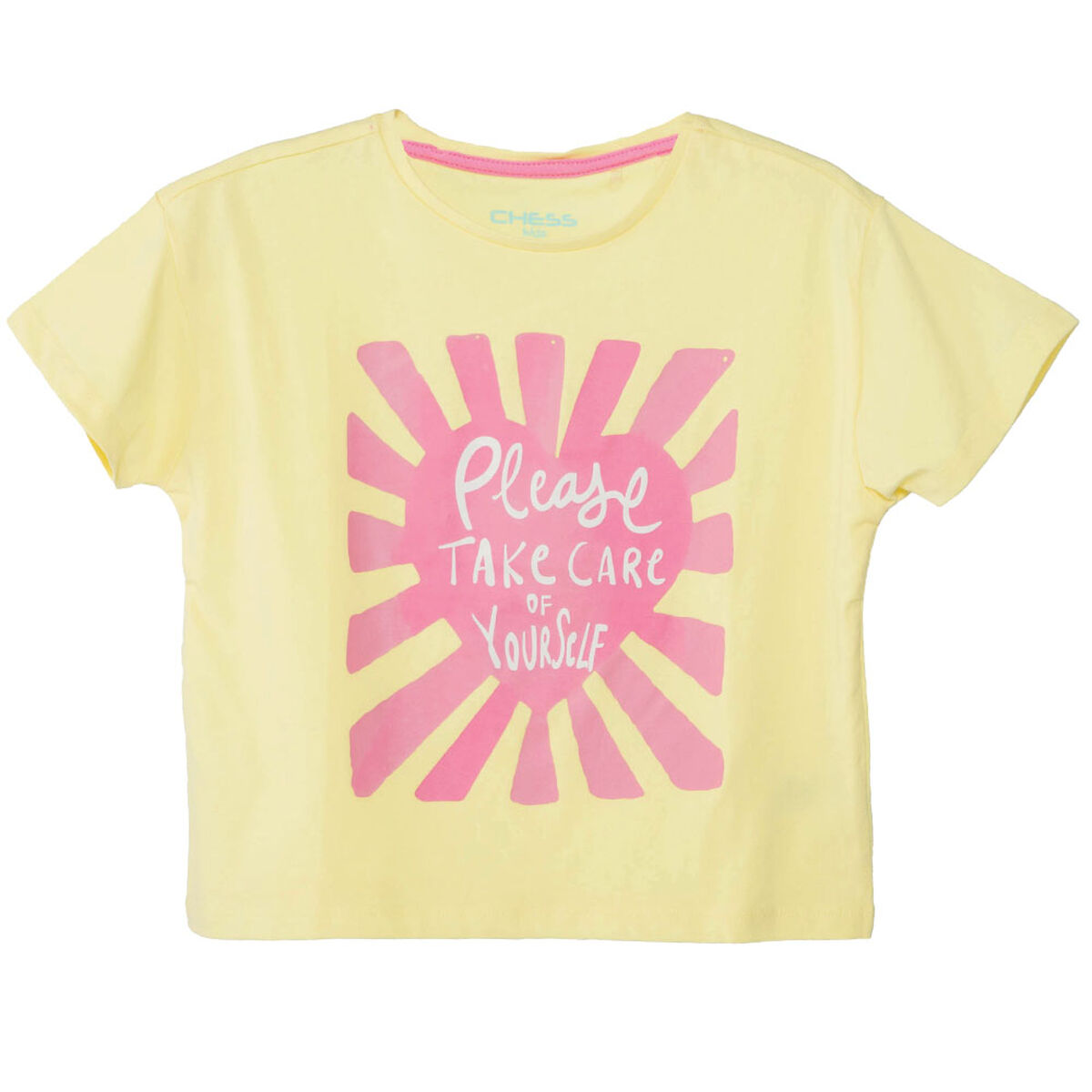 Polera Manga Corta de Algodón Niña Chess