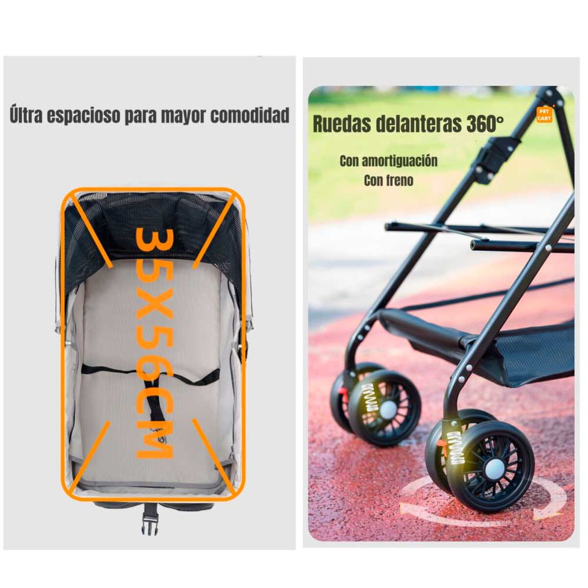 Coche para Mascota LuBabycas A101 Gris