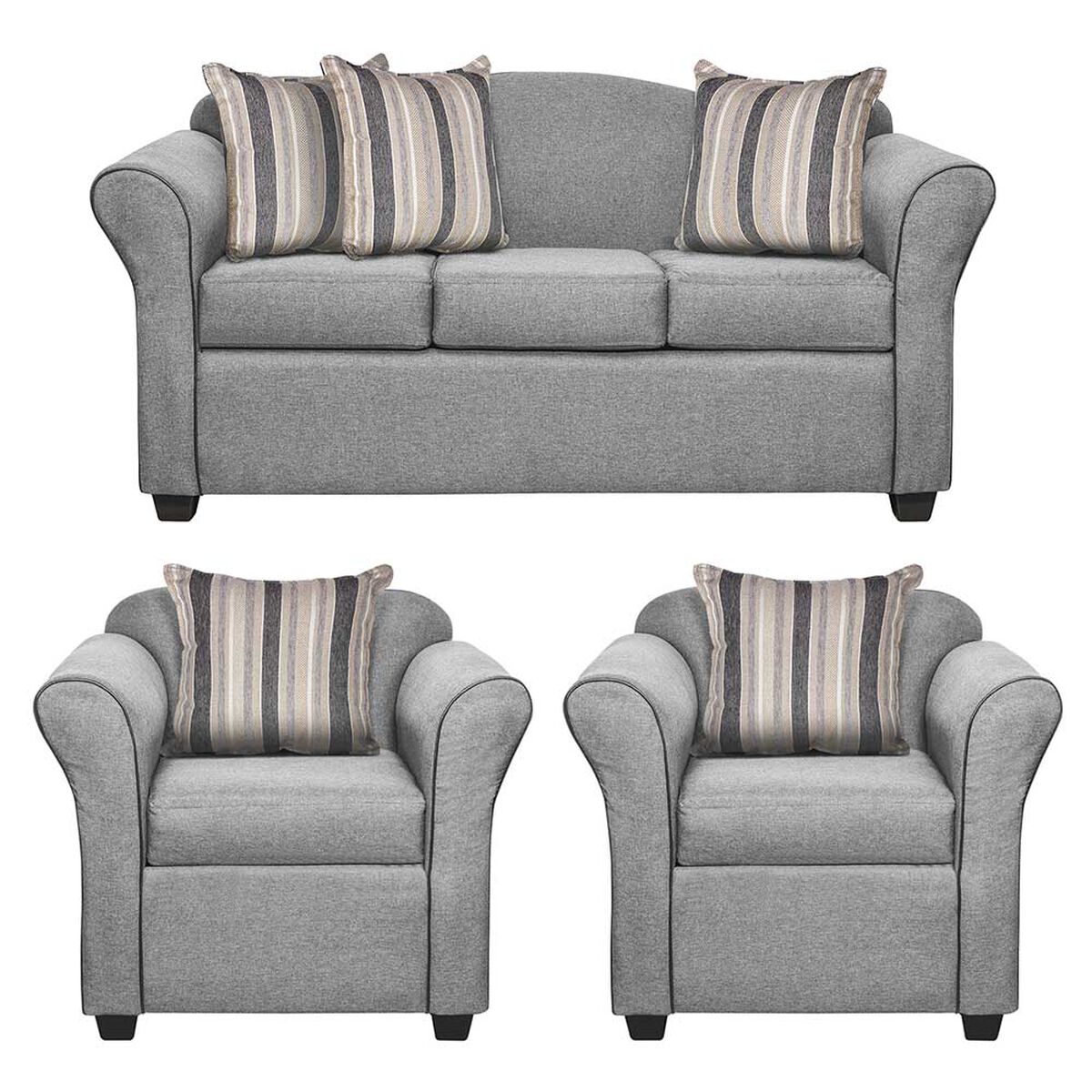 Juego de Living Innovamuebles Ducal Sofá 3 Cuerpos + Dos Sillones 1 Cuerpo Gris Claro