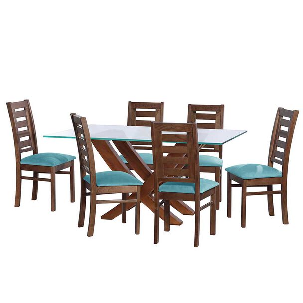 Juego de Comedor Latam Home Alicante 6 Sillas Turquesa