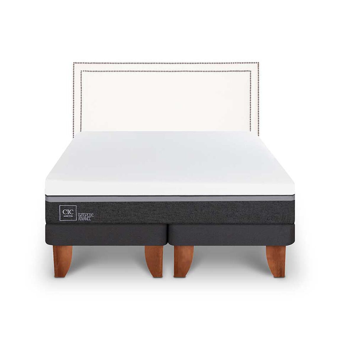Cama Europea CIC Base Dividida King Ortopedic Advance + Respaldo Danubio