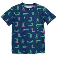 Polera Manga Corta Niño Chess Azul, Calipso, Crudo