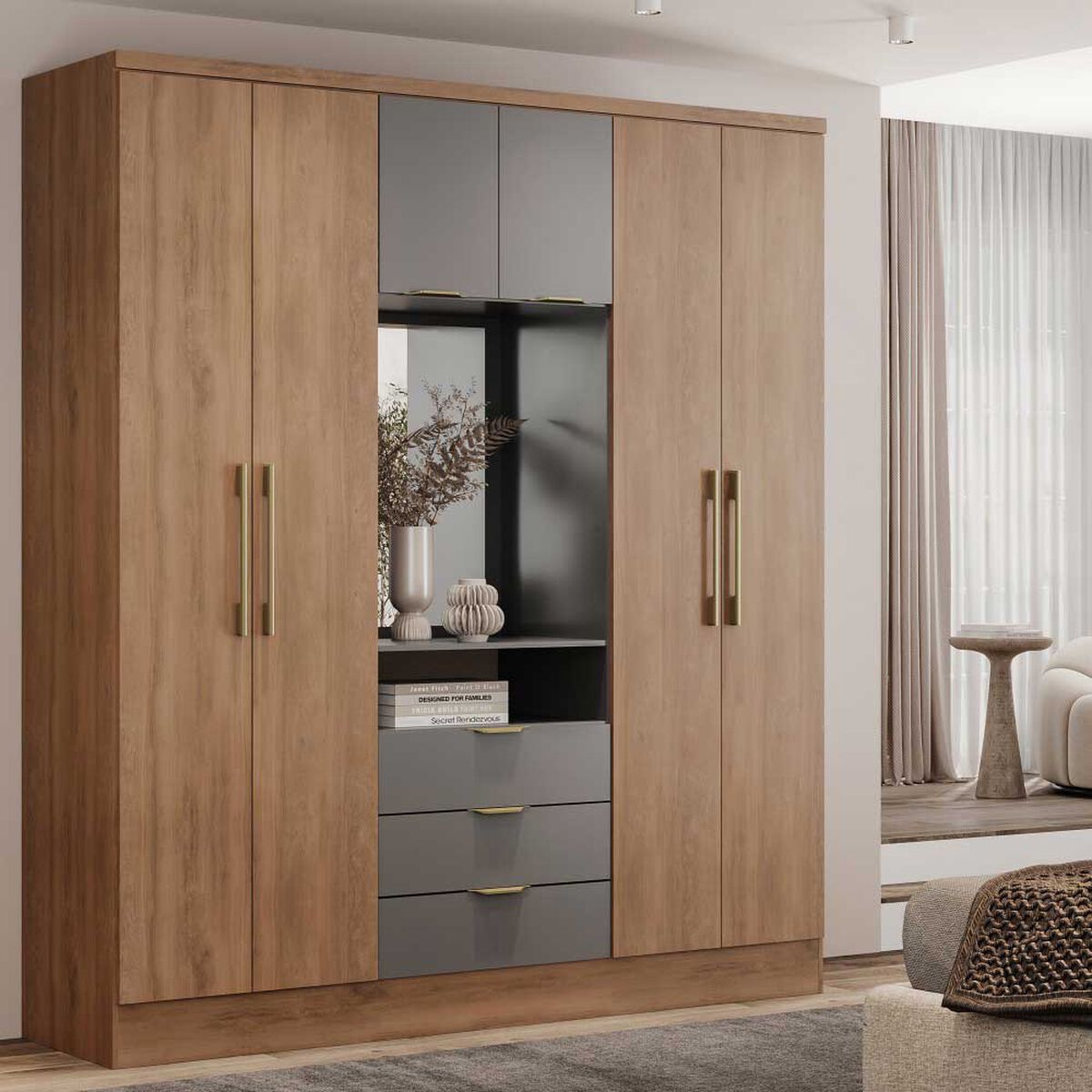 Closet Amuv Closet con Espejo Café Gris