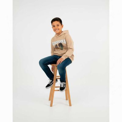 Polerón con Gorro Niño Cutback Beige, Ciruela, Grafito, Menta