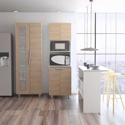 Combo 8 Fendi | Muebles Alacena + Microondas + Barra Auxiliar