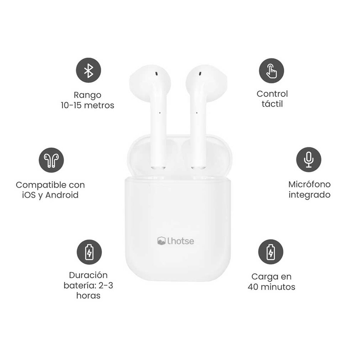 Audífonos Bluetooth In Ear Lhotse RM12 Blancos