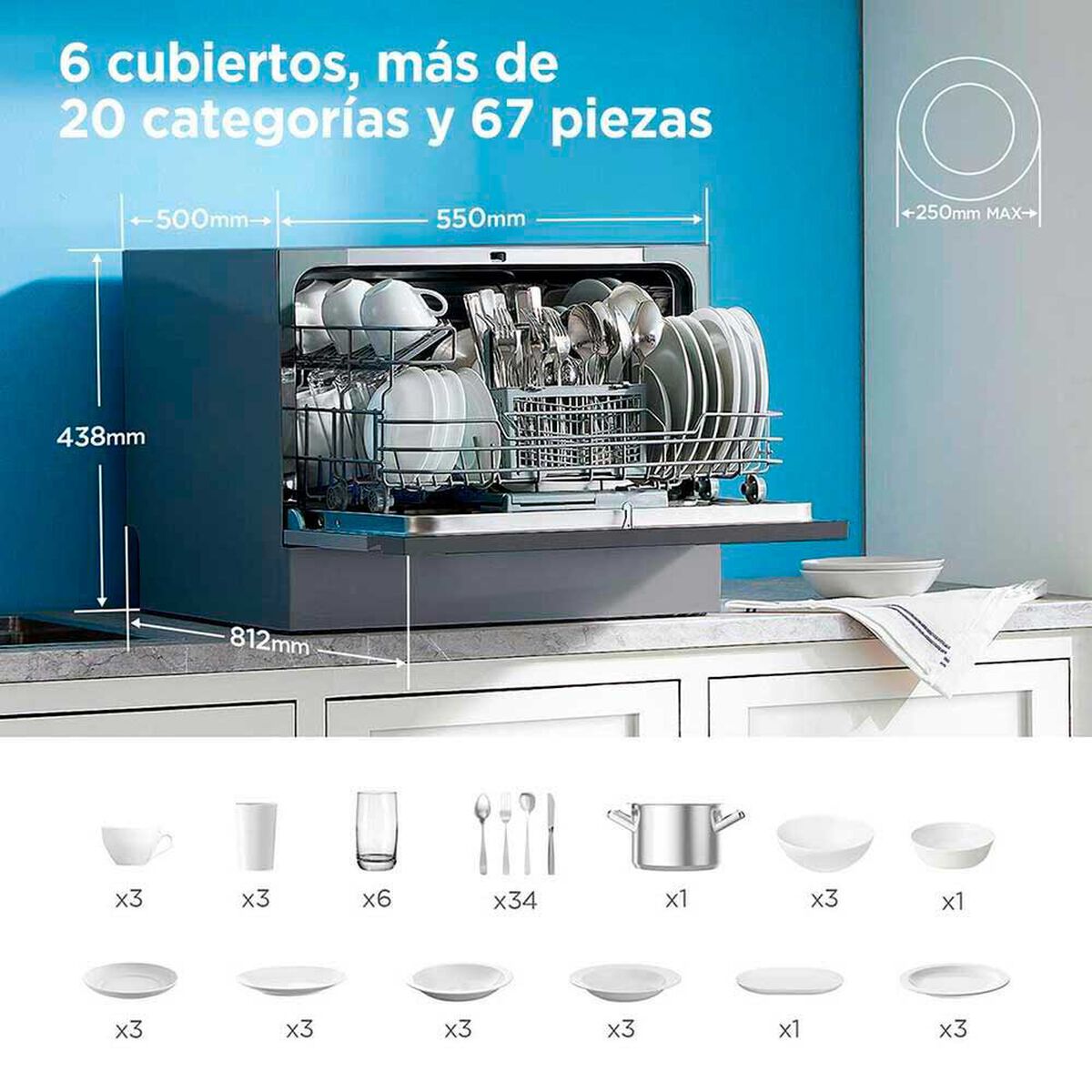 Lavavajillas Midea MDWTF0602MS 6 Cubiertos