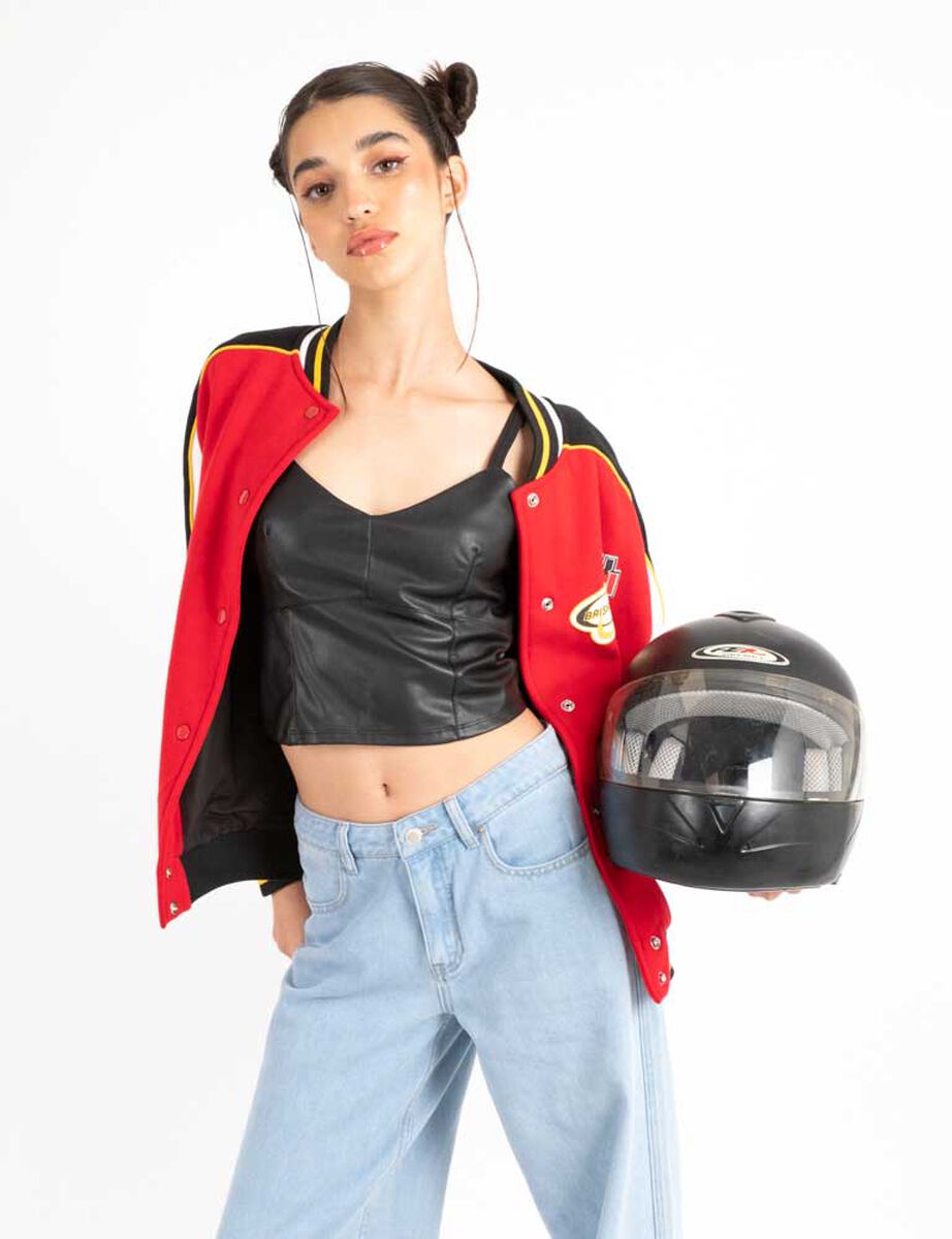 Chaqueta Bomber Varsity Oversized Mujer Icono
