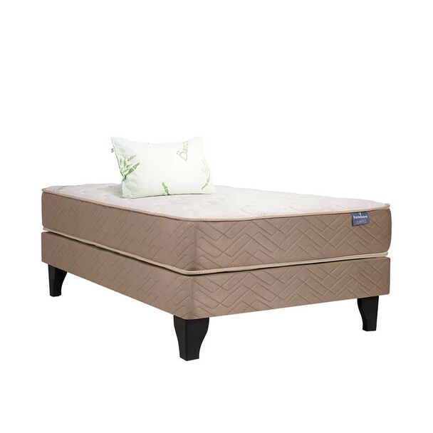 Cama Europea Celta 1,5 Plazas Bamboo + Almohada