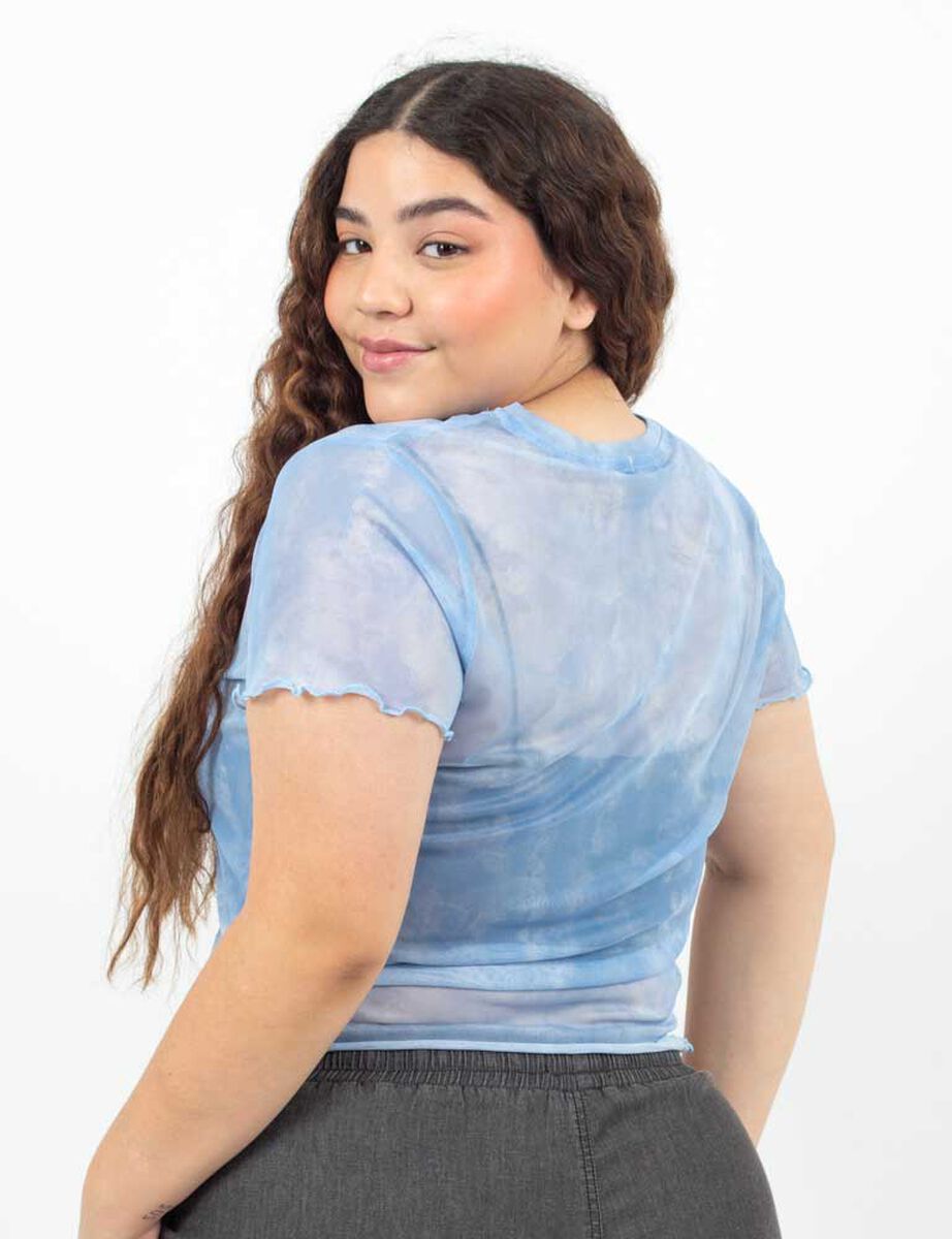 Polera Estampada Transparente Manga Corta Mujer Icono